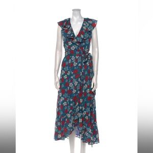 Banjanan Blue Asymmetrical Wrap Sundress Wedding Guest